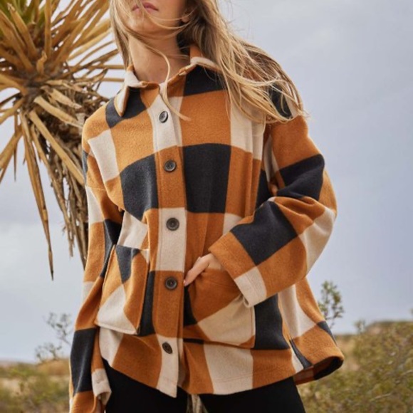 ShopEvelynne Jackets & Blazers - #14 ✨LAST ONE✨Boho Soft Textured Gingham Check Shirt Jacket